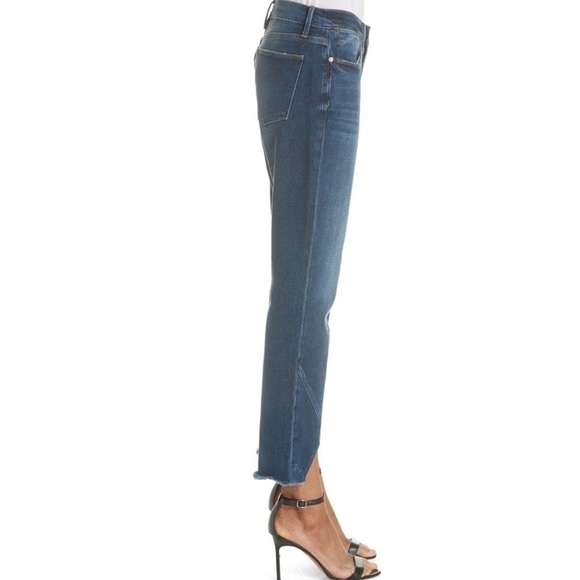 FRAME Le High Straight Asymmetrical Hem Jeans In Kingsway Size 25 - Picture 12 of 15